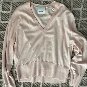 Women's Pink Summer Cashmere V-Neck Sweater